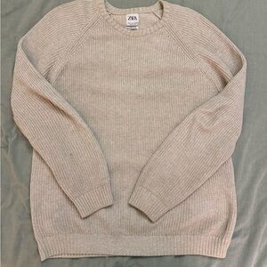 Zara Men's Beige Crewneck Sweater